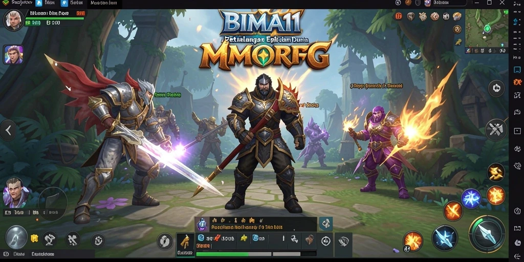 Screenshot gameplay menunjukkan aksi seru di dunia MMORPG BIMA11.
