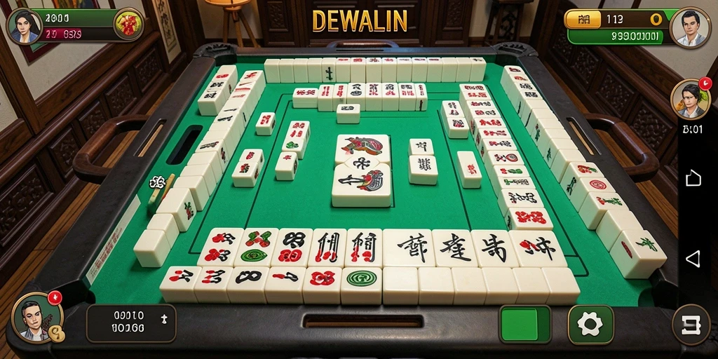 Screenshot gameplay DEWALIN yang menampilkan tantangan Mahjong.