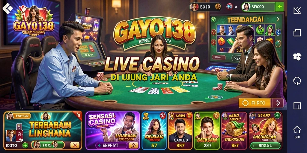 Tampilan menarik saat dealer langsung memandu permainan Live Casino.
