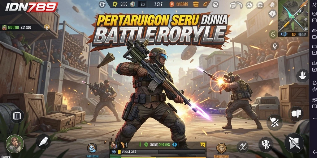 Screenshot gameplay IDN789 menampilkan intensitas pertempuran Battle Royale.