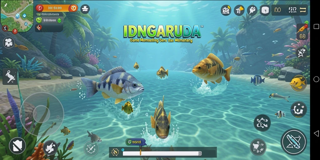 Gameplay menarik IDNGARUDA dengan berbagai lokasi memancing.