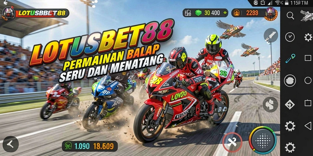 Tampilan gameplay seru di LOTUSBET88 dengan balapan yang menegangkan.