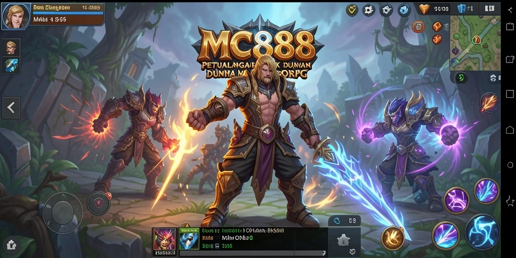 Screenshot gameplay MC888 menunjukkan pertarungan seru dalam dunia MMORPG.