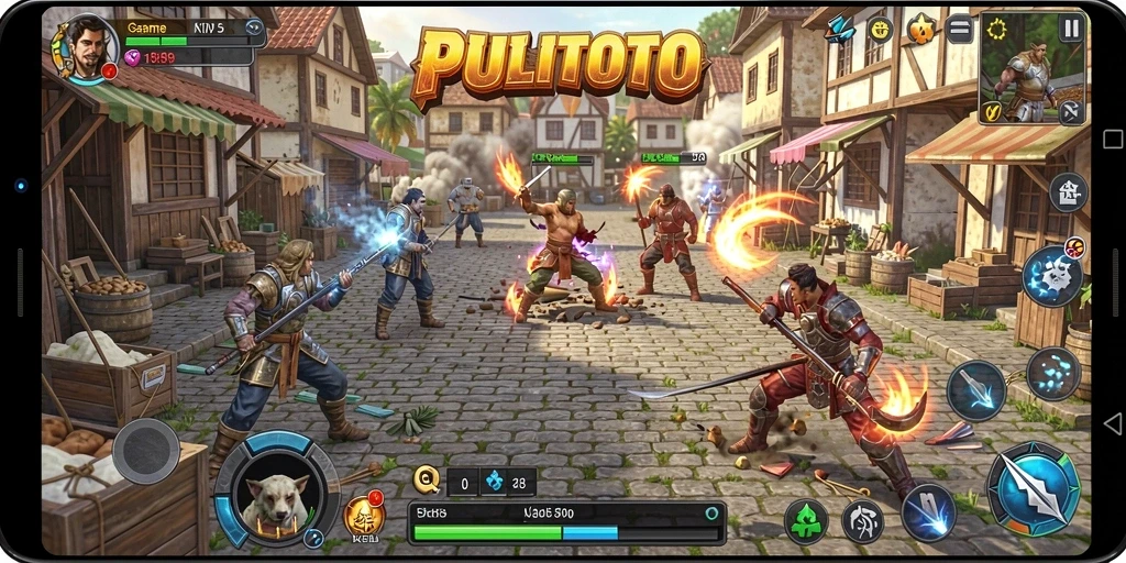 Screenshot menampilkan gameplay PULITOTO dengan elemen strategi yang menarik.