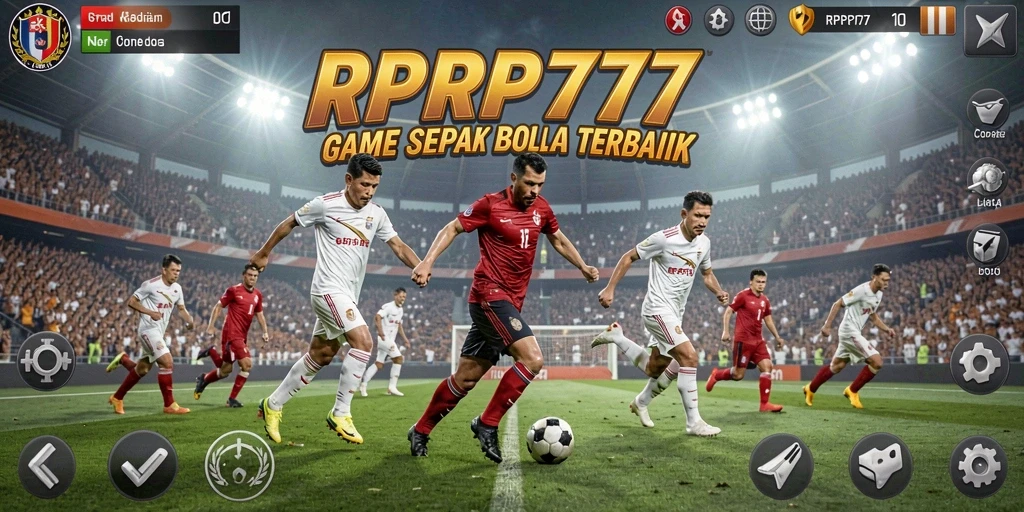 Screenshot menunjukkan aksi mendebarkan dalam permainan sepak bola.