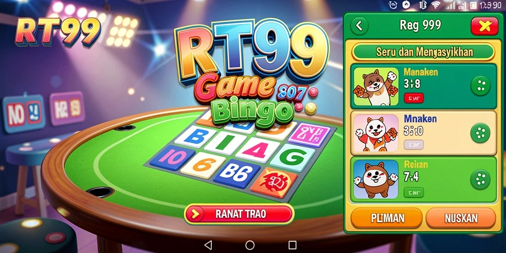 Tampilan screenshot RT99 menampilkan serunya permainan Bingo yang dinamis.