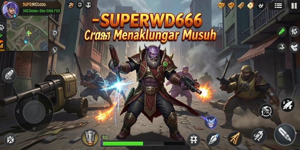 Tangkapan layar SUPERWD666 memperlihatkan aksi perang strategi seru.
