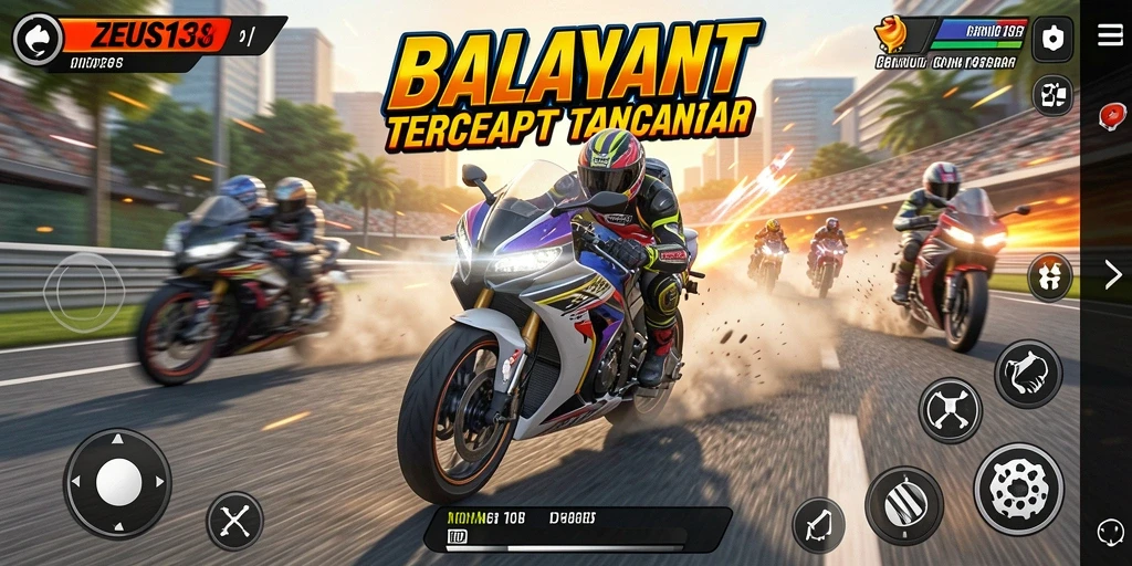 Gambaran gameplay seru di balapan motor ZEUS138